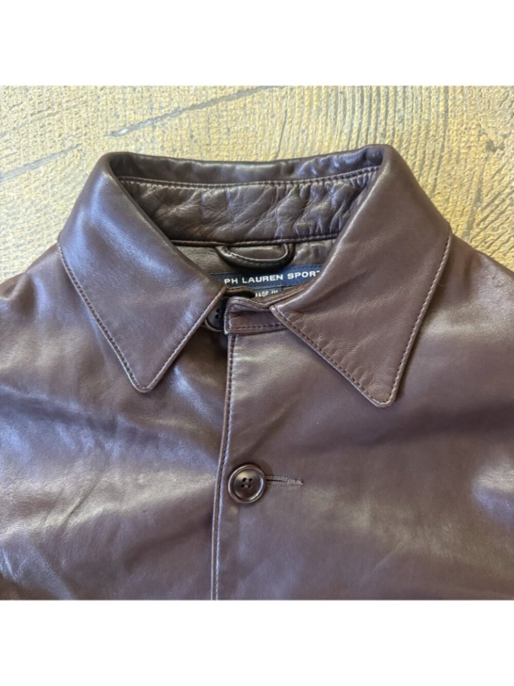 Vintage Polo Ralph Lauren Sport Cropped Brown Leather Jacket Size 8 - Picture 7 of 13